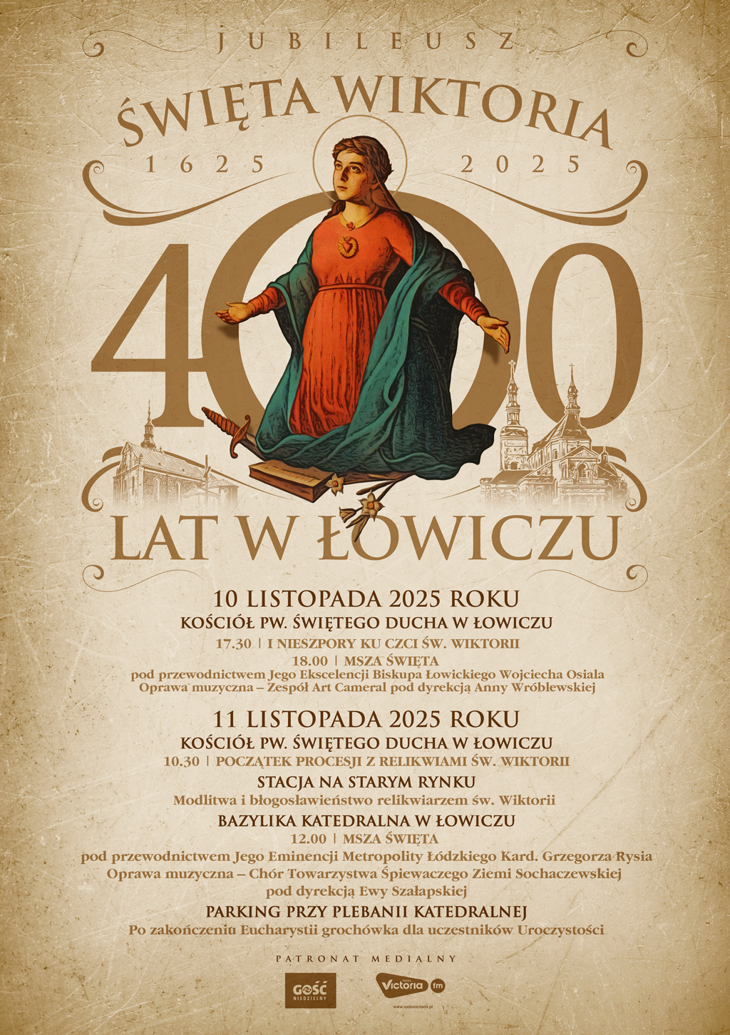 Informacja o jubileuszu Świętej Wiktorii w Łowiczu